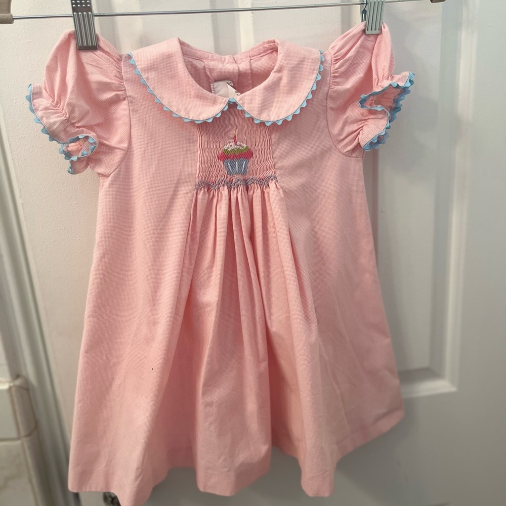 Pink Smocked 1st Birthday Dress, 12 months